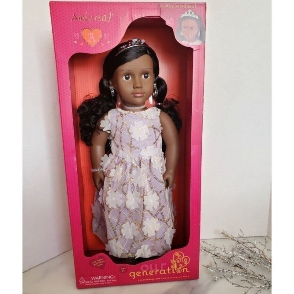 New in Box Our Generation 18 inch Doll Ambreal with Tiara, Floral Gown